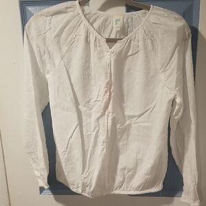 Girl's White Long Sleeve Blouse. NWOT Size Large 14